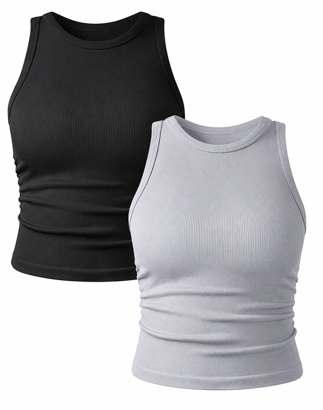 Black White Ribbed Racerback Crop Tank