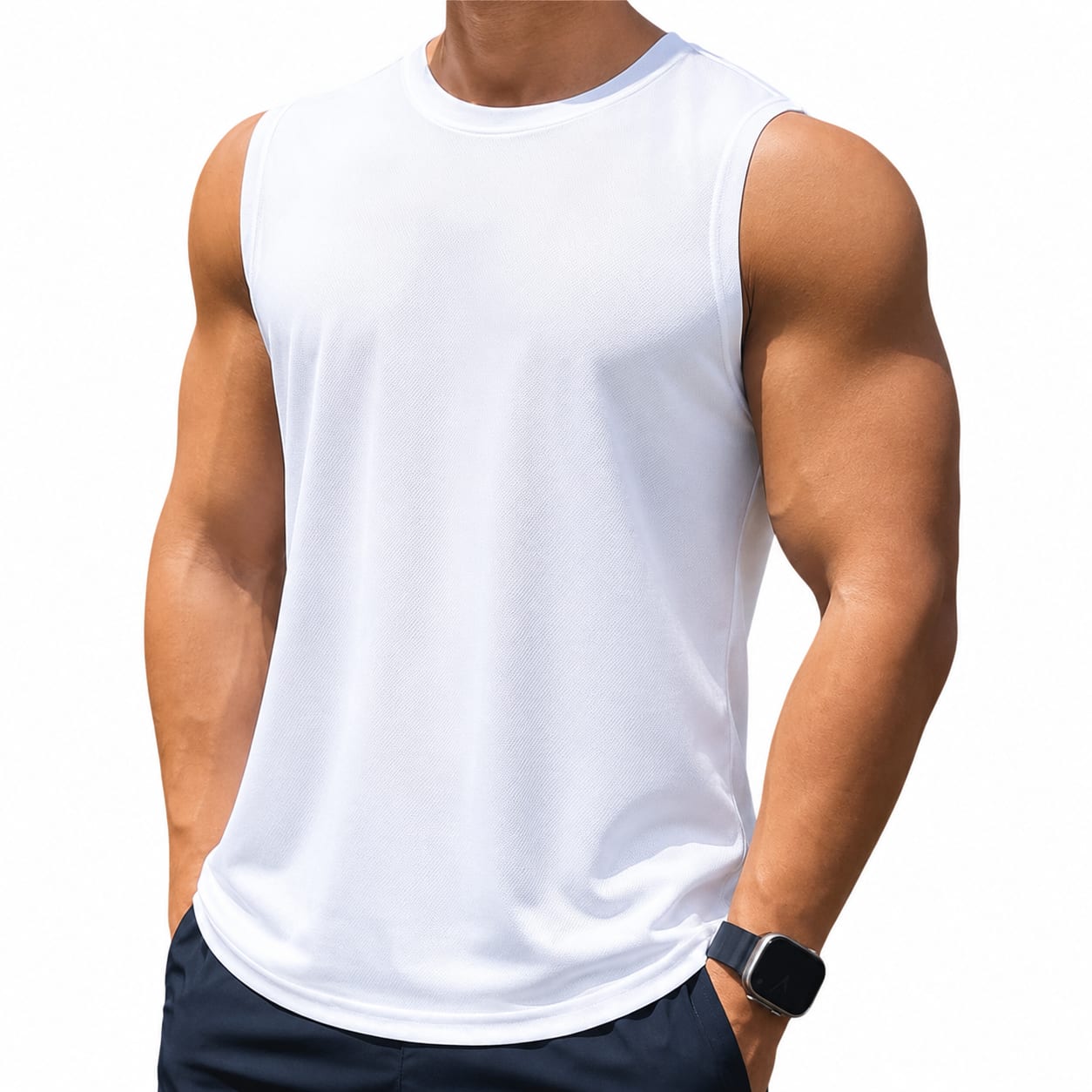 White Mesh Dry-Fit Training Tank Top