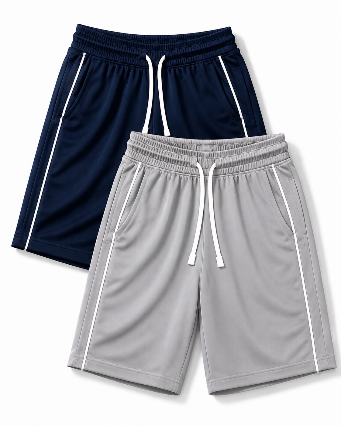 Navy Grey Piped Training Shorts Set