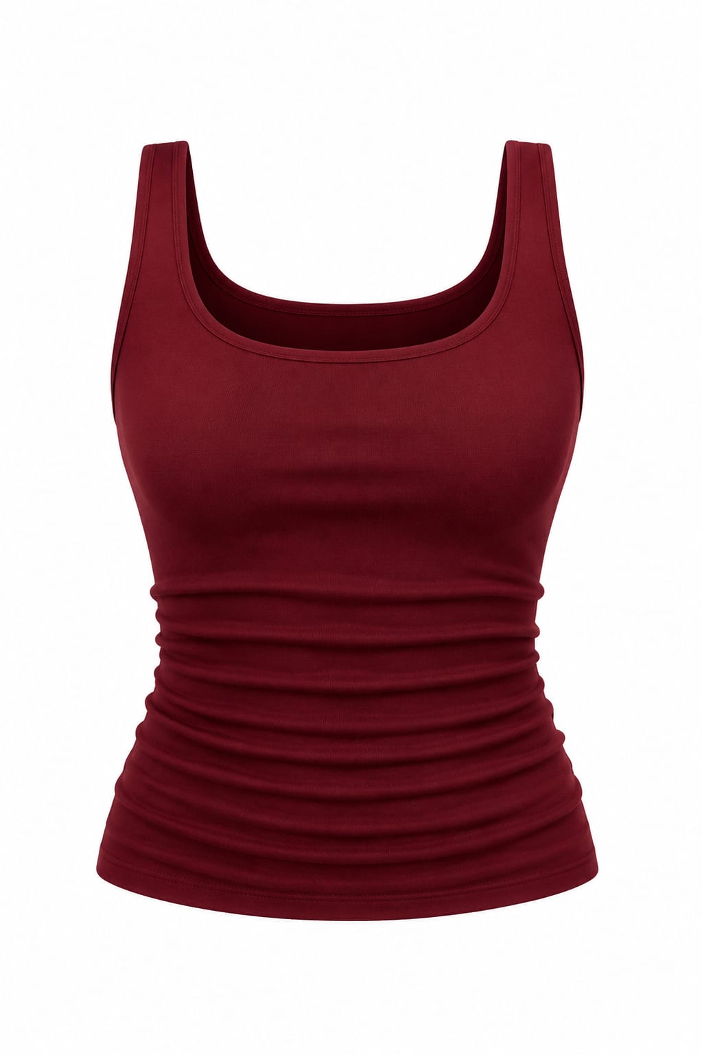Burgundy Ruched Sleeveless Tank Top