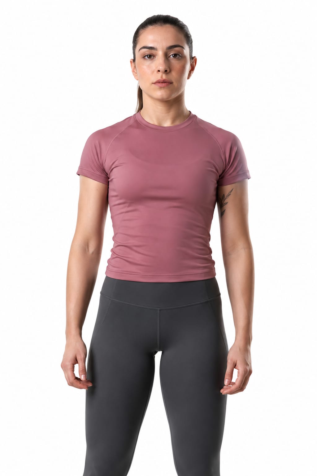 Mauve Pink Women's Compression Crop Tee