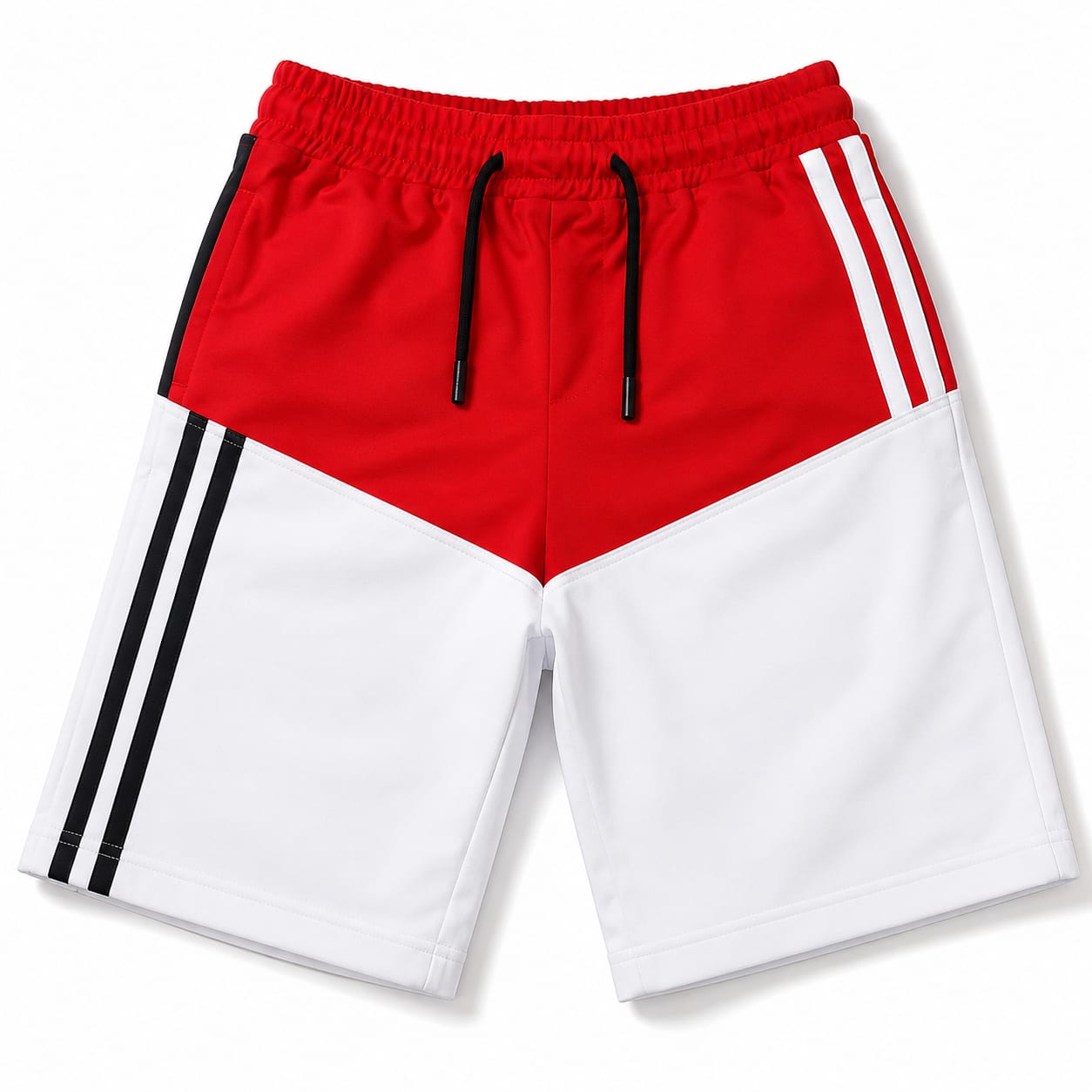 Red White Colorblock Stripe Training Shorts