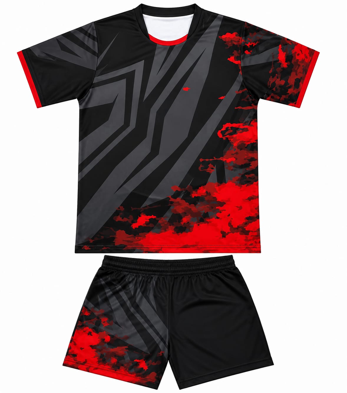 Volleyball Kit Black Red Camo