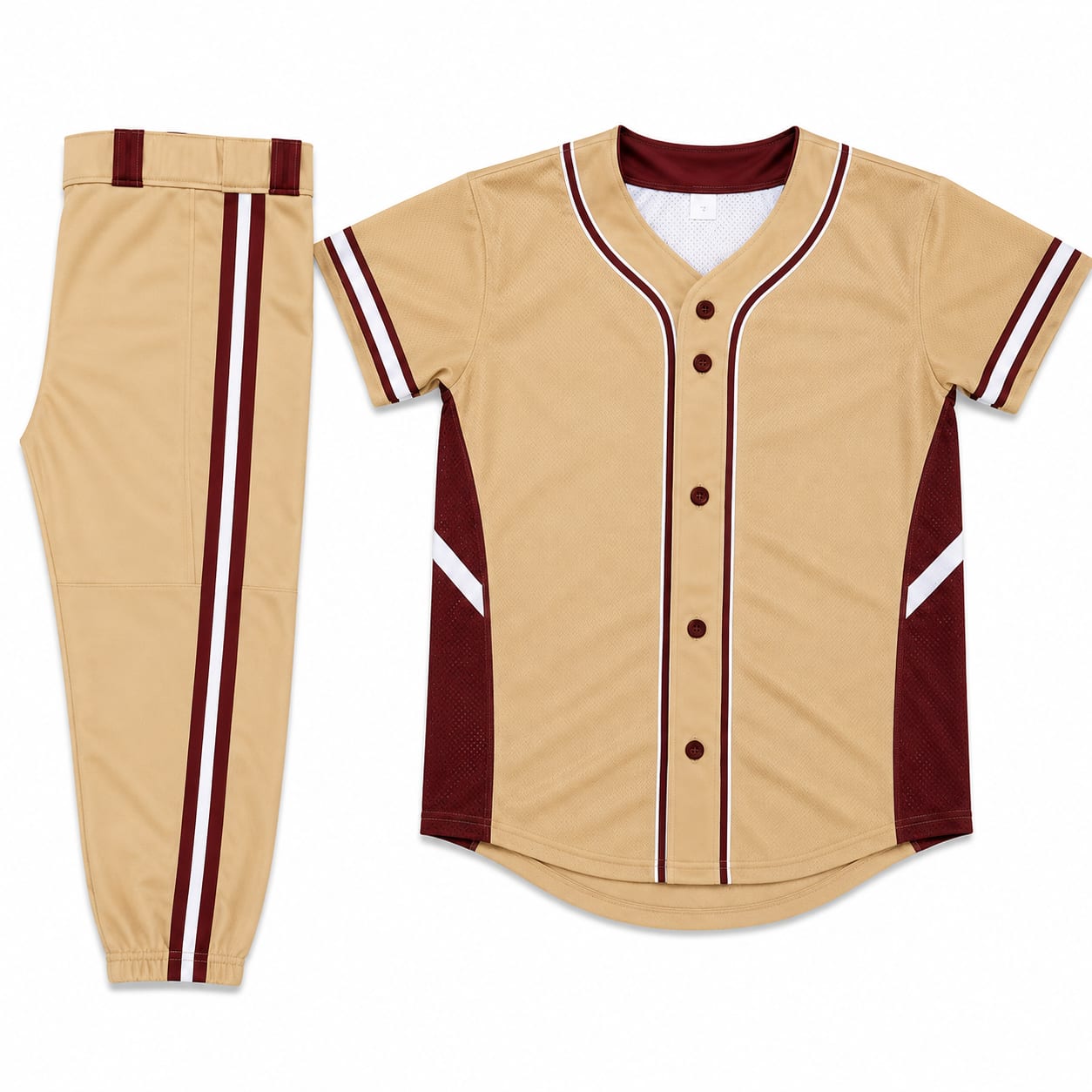 Baseball Uniform Gold Maroon White