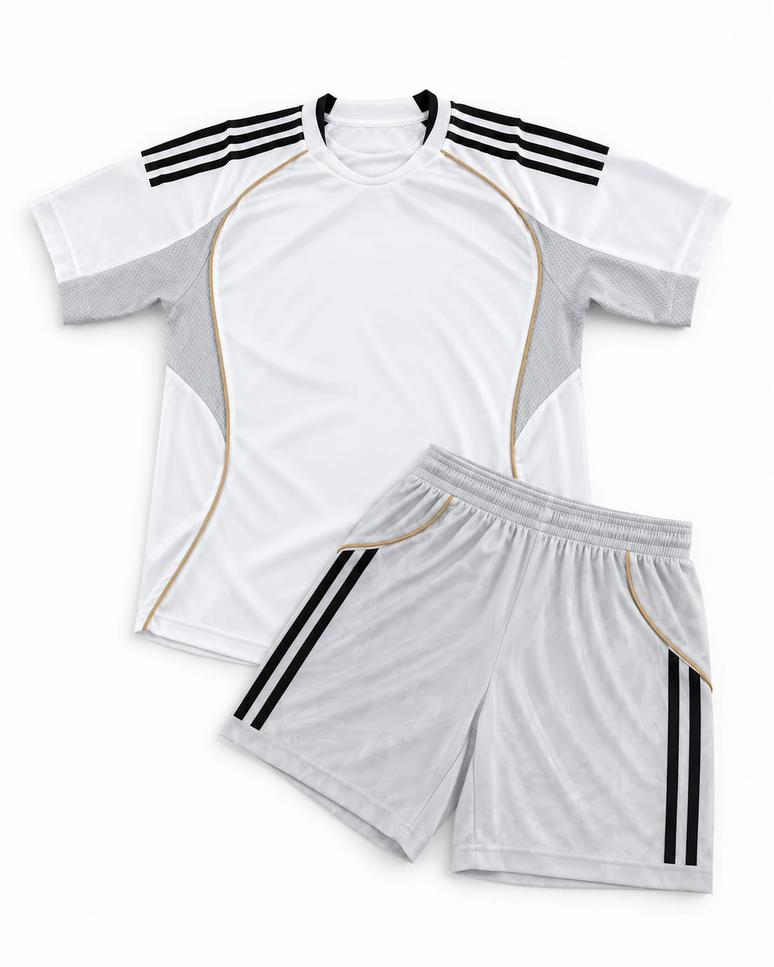 Football Kit White Grey Black