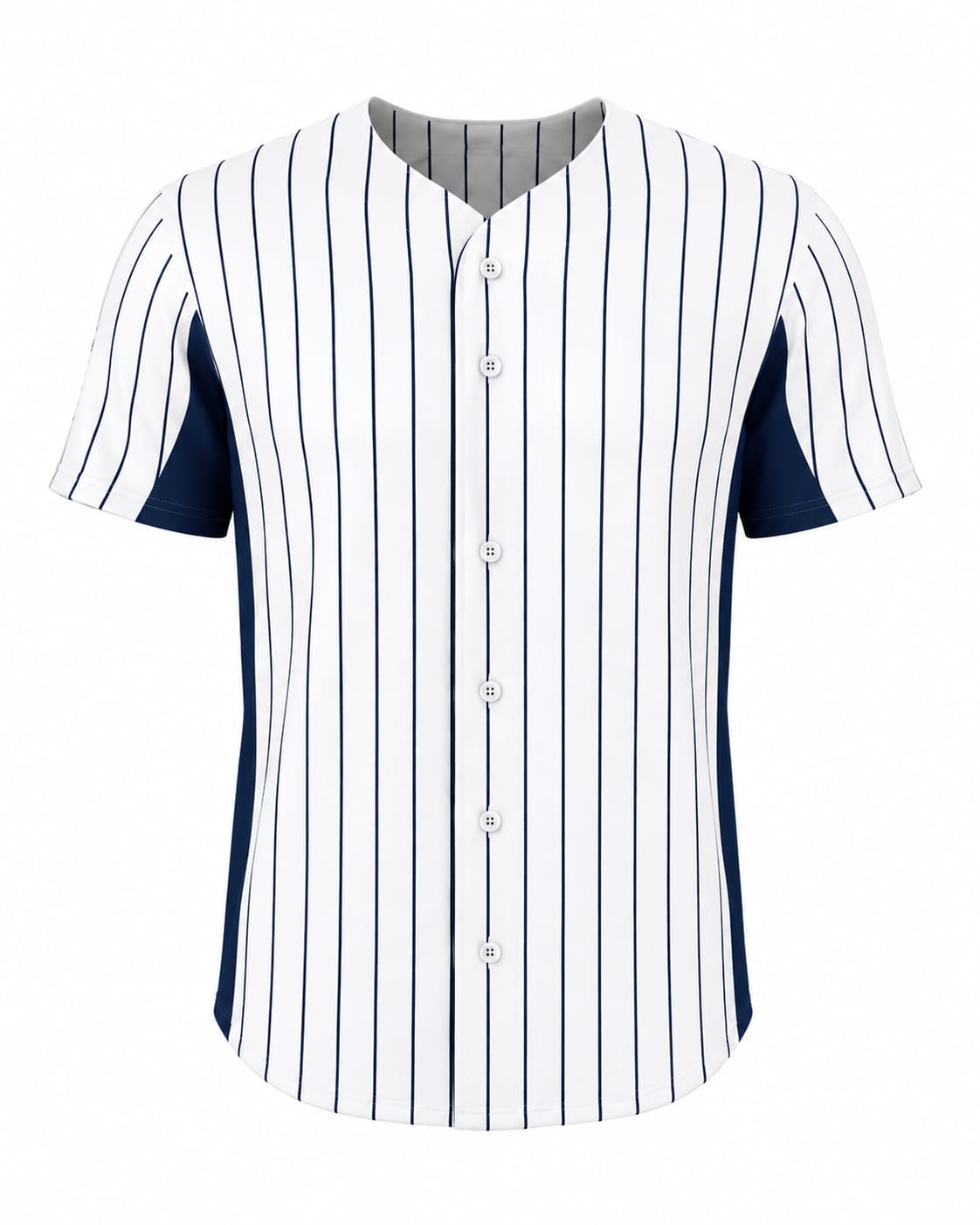Baseball Jersey White Navy Pinstripe