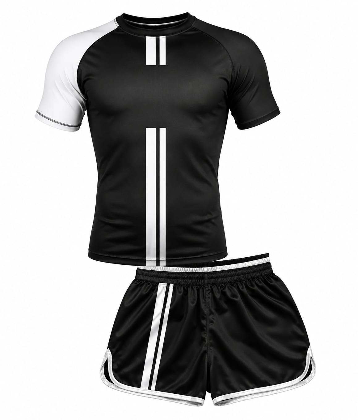 MMA Rash Guard Black White Stripe
