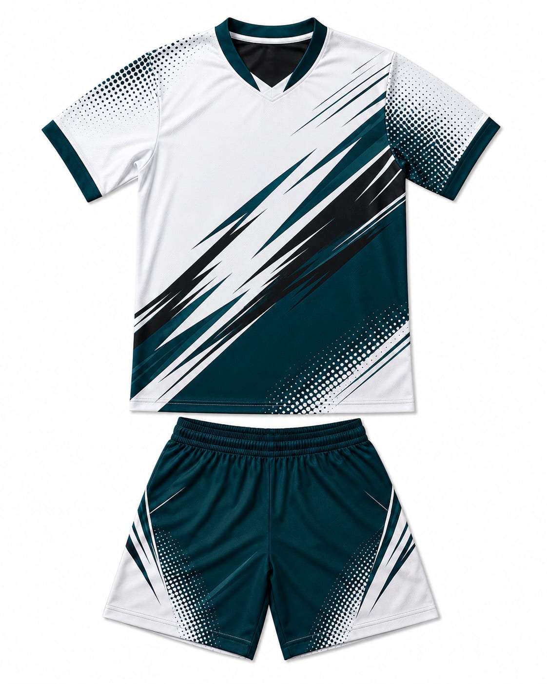 Volleyball Kit White Teal Halftone