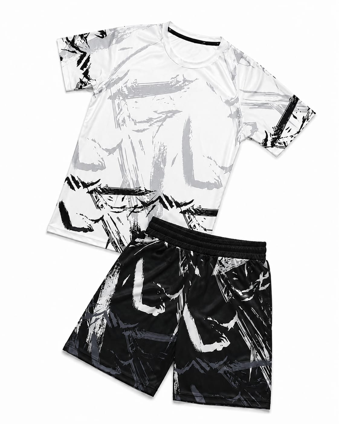 MMA Rash Guard Set White Black Grunge