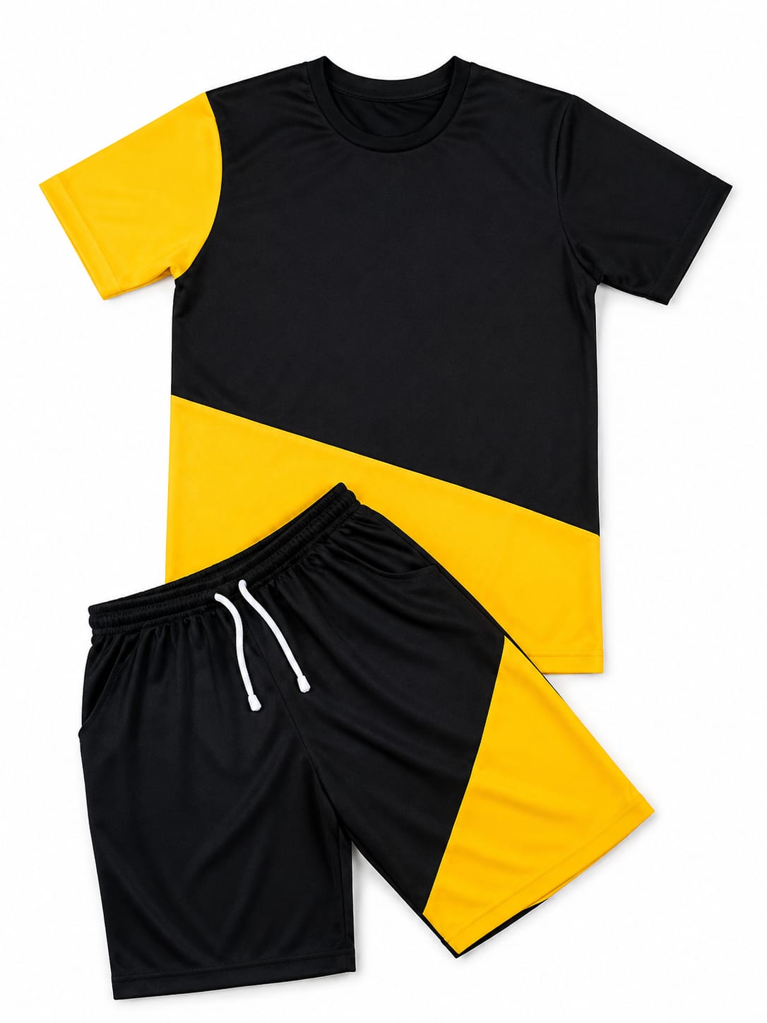 Black Yellow Colorblock Sports Set