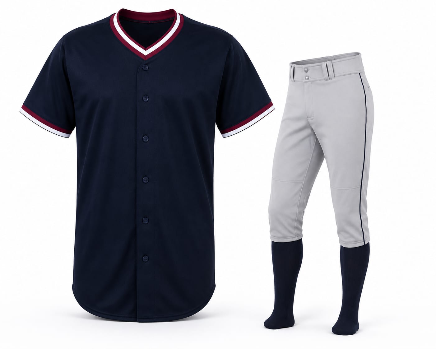 Baseball Uniform Navy Maroon Grey