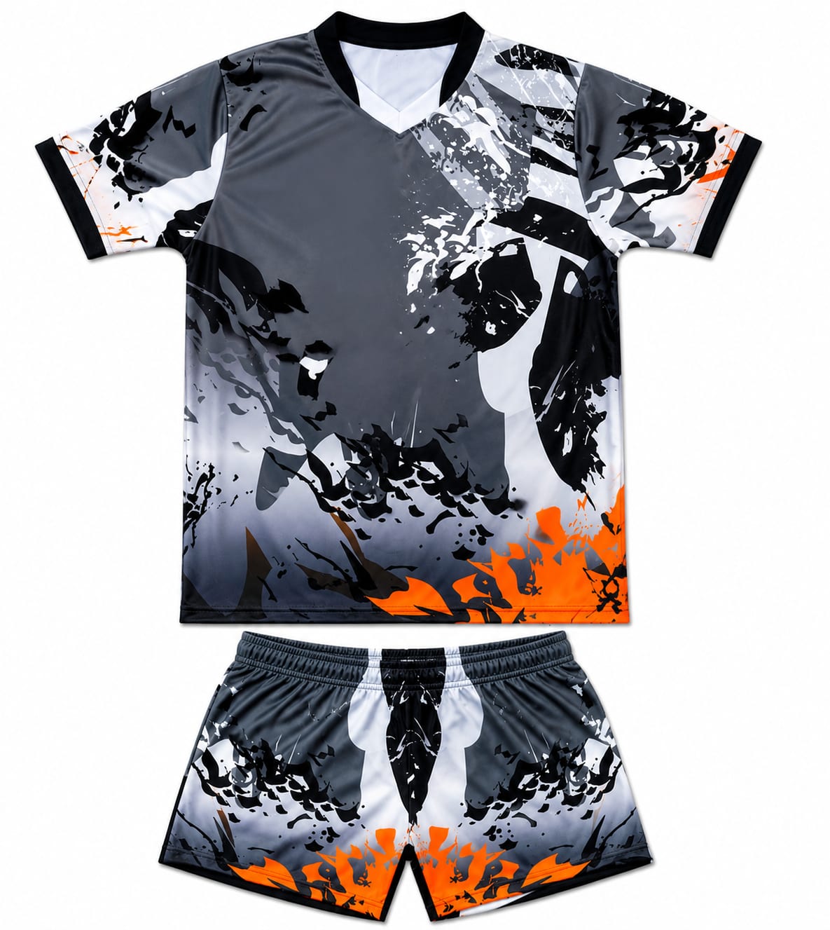Volleyball Kit Grey Orange Abstract
