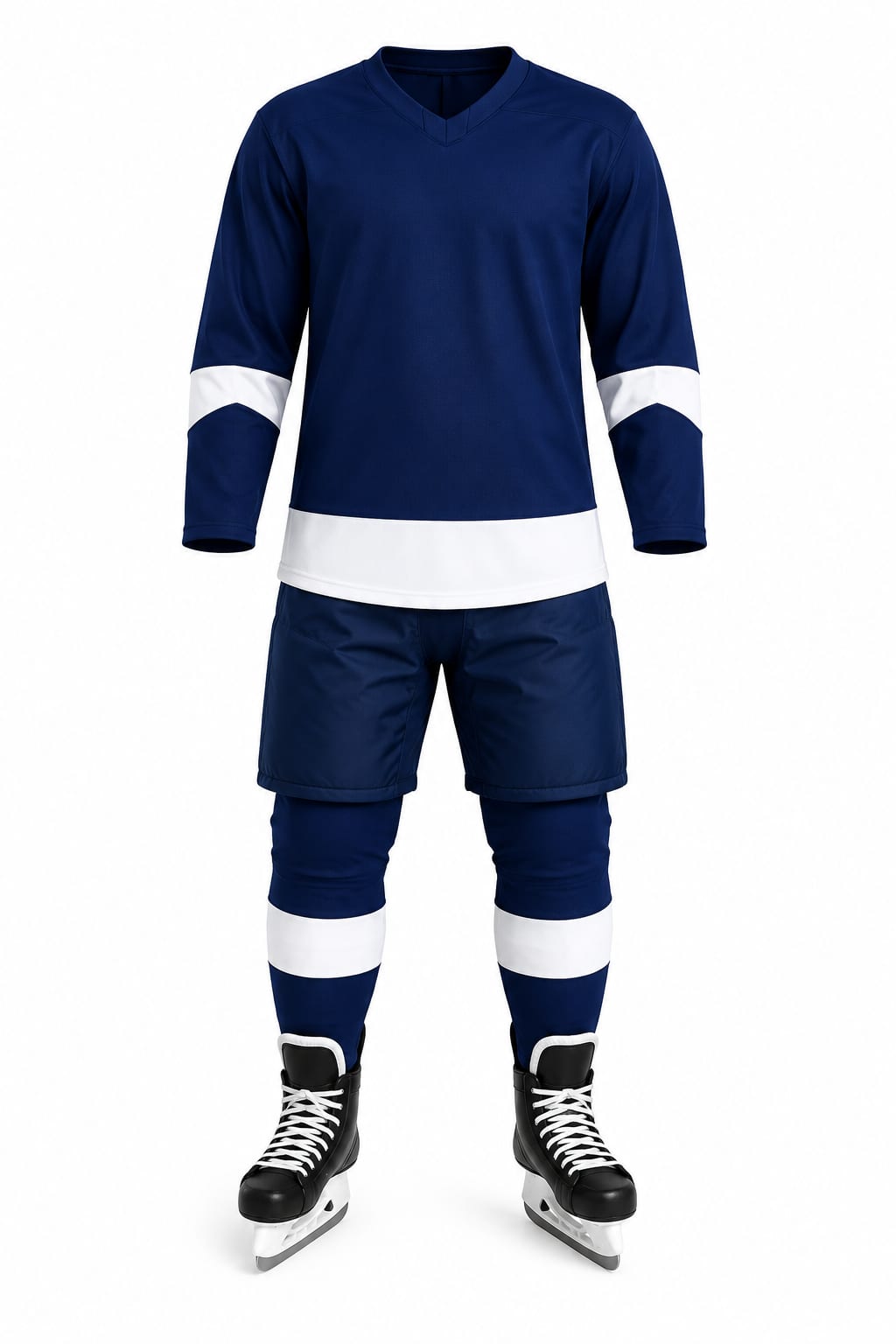 Navy Blue White Ice Hockey Kit