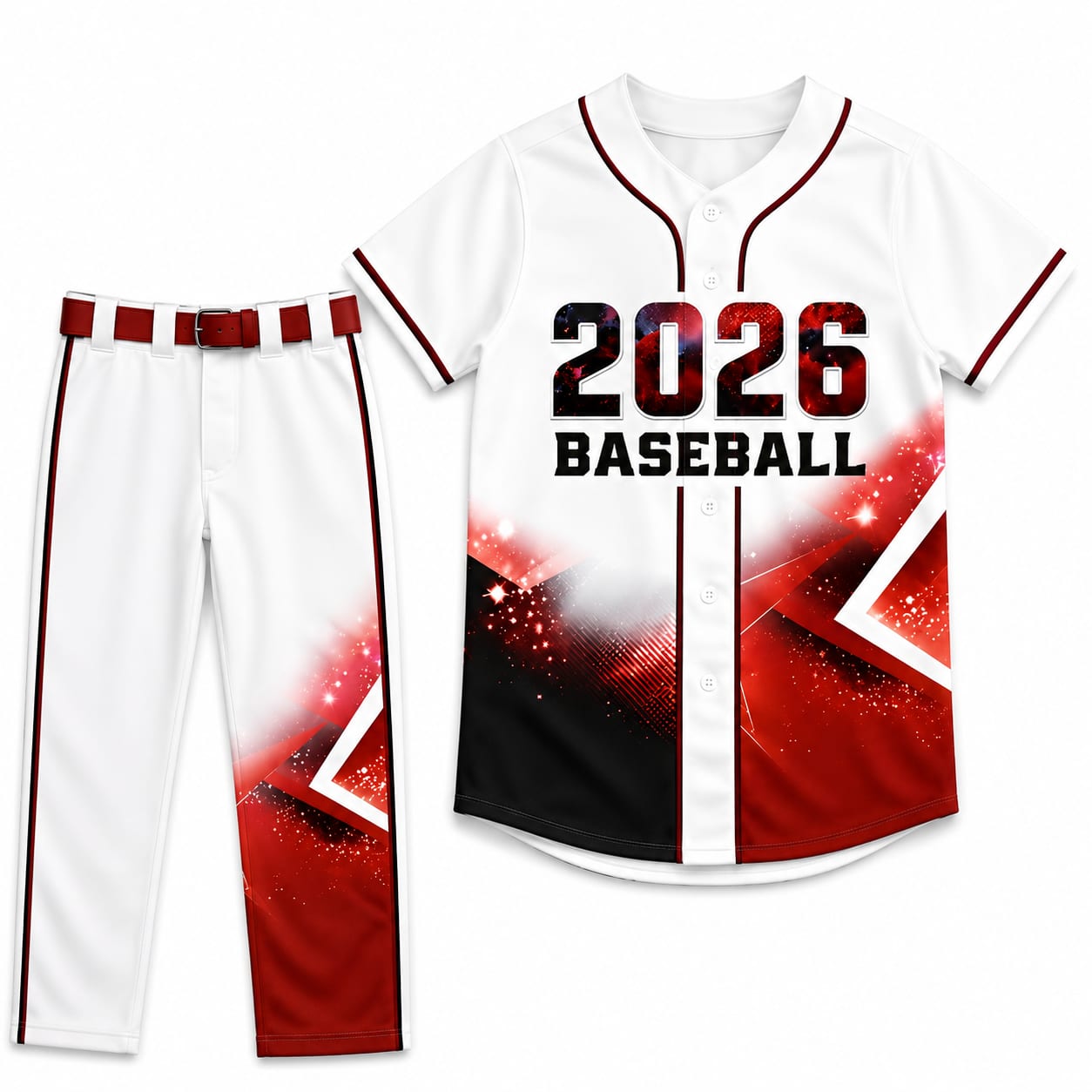 Baseball Kit White Red Black Sublimation