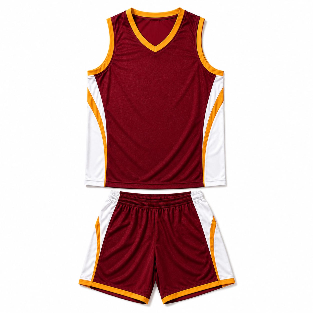 Basketball Kit Maroon Gold White